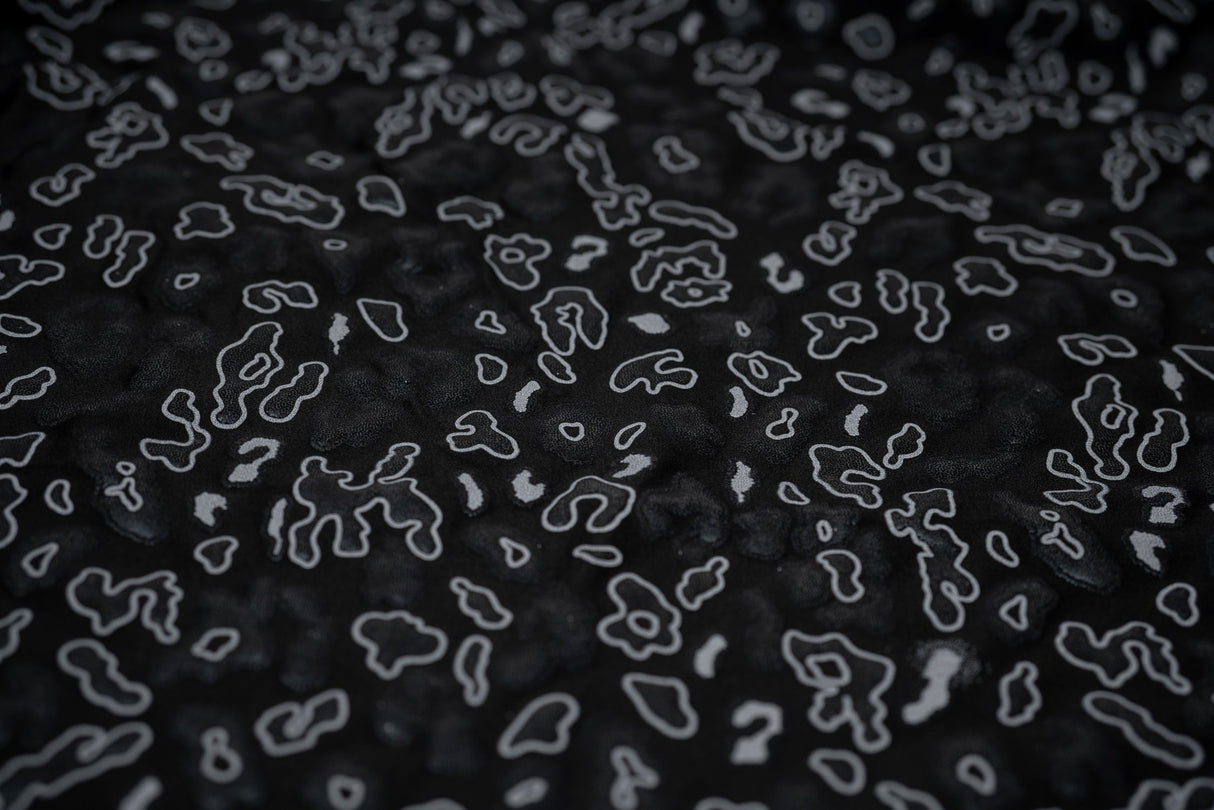 Leo Party Foil Printed Spandex Fabric - Black/Multicolored Leopard Foil Print, 56" Width (1 Yard)