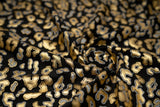 Leo Party Foil Printed Spandex Fabric - Black Leopard Foil Print, 56" Width (1 Yard)