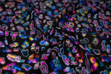 Leo Party Foil Printed Spandex Fabric - Black Leopard Foil Print, 56" Width (1 Yard)