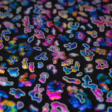 Leo Party Foil Printed Spandex Fabric - Black/Multicolored Leopard Foil Print, 56" Width (1 Yard)