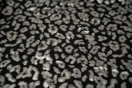Leo Party Foil Printed Spandex Fabric - Black/Multicolored Leopard Foil Print, 56" Width (1 Yard)