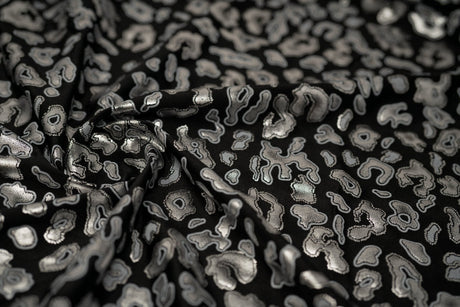 Foil Printed Spandex Leopard Black