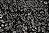 Leo Party Foil Printed Spandex Fabric - Black Leopard Foil Print, 56" Width (1 Yard)