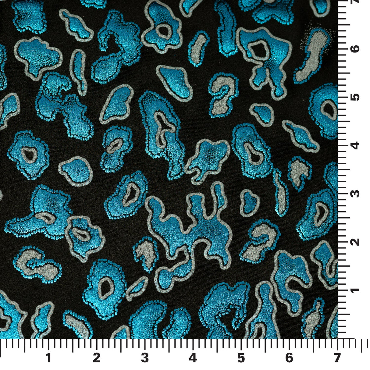Leo Party Foil Printed Spandex Fabric - Black/Multicolored Leopard Foil Print, 56" Width (1 Yard)