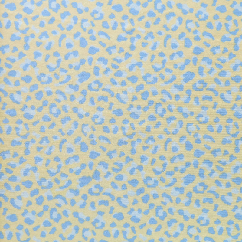 Swim Knit Periwinkle Light Blue Leopard on Light Yellow