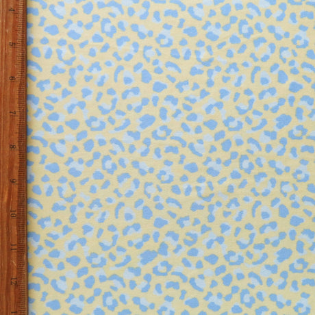 Swim Knit Periwinkle Light Blue Leopard on Light Yellow