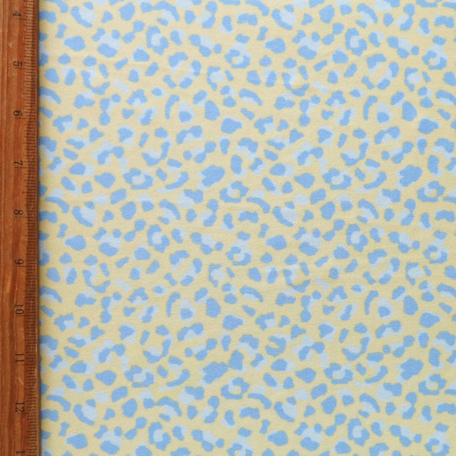 Swim Knit Periwinkle Light Blue Leopard on Light Yellow