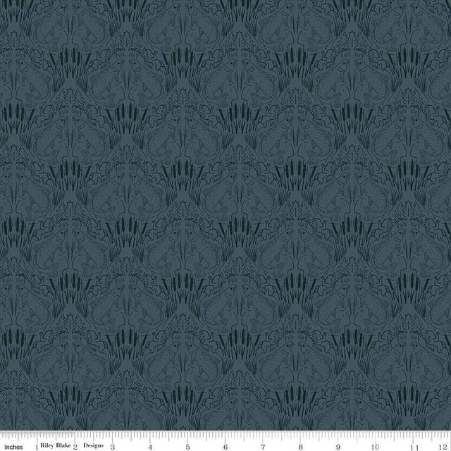 Cotton Print Let's Wander First Catch Blue Fabric 43/44"