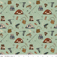 Cotton Print Fabric Let's Wander Gone Fishing Sage 43/44"