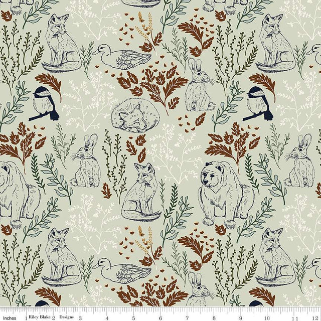 Cotton Print Fabric Let's Wander Main Mist 43/44"