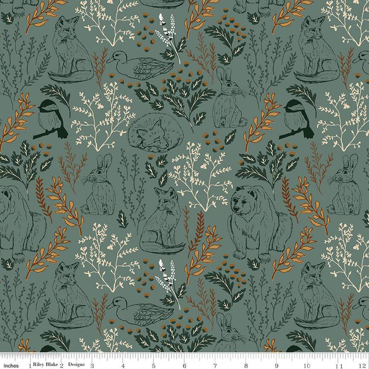 Cotton Fabric Let's Wander Main Teal 43/44"