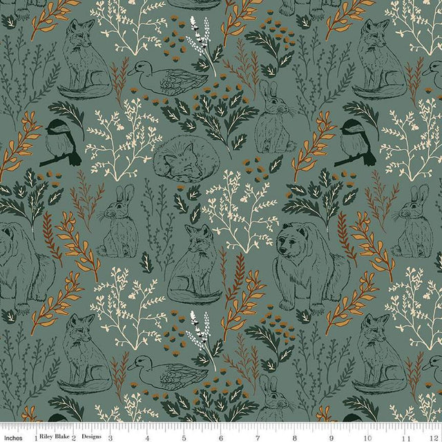 Cotton Fabric Let's Wander Main Teal 43/44"