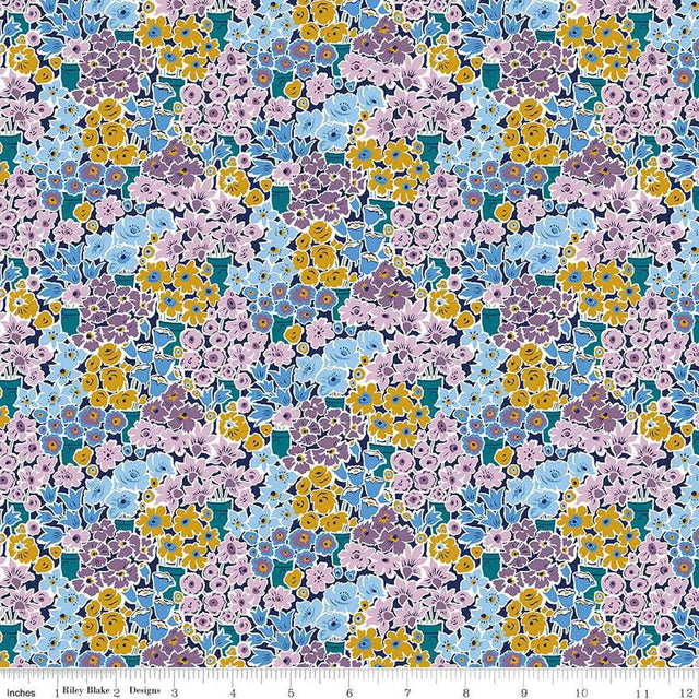 Cotton Print Rossellie Blooms Fabric 44/45" Width
