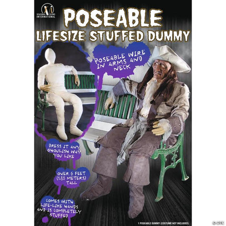RADYAN Life-Sized Stuffed Dummy with Posable Arms and Hands Halloween Decoration shown in a clear product image