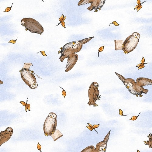 Cotton Fabric Light Blue Classic Winnie Owls 43/44"