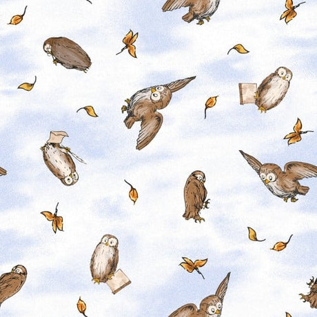 Cotton Fabric Light Blue Classic Winnie Owls 43/44"
