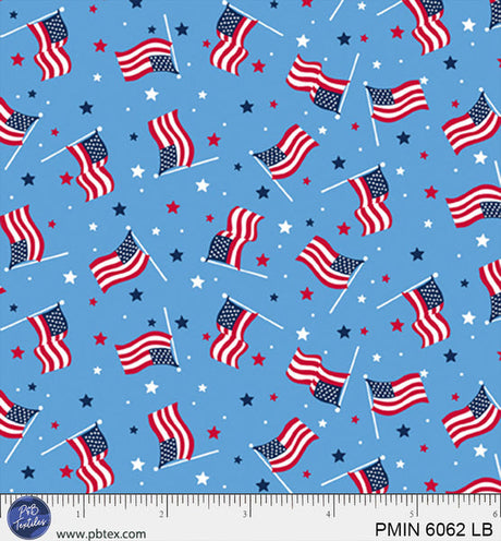 Cotton Patriotic Minis Fabric Light Blue 44/45