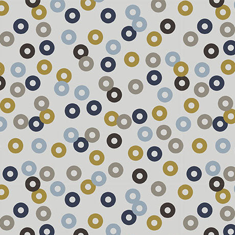 Cotton Print Light Gray Modern Refinement Circle Geo Toss Fabric 43/44"