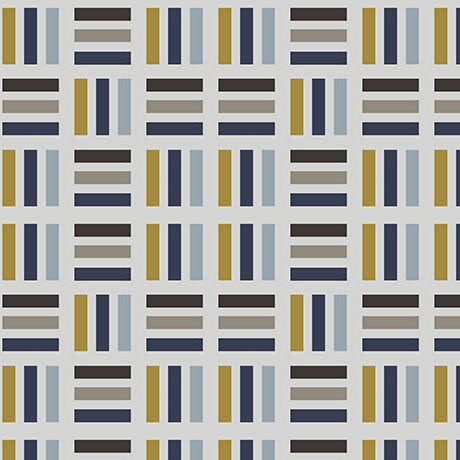 Cotton Print Light Gray Striped Squares Fabric 43/44"