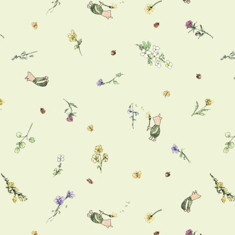 Cotton Print Light Green Classic Winnie Piglets 43/44" Fabric
