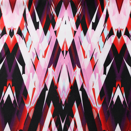 Perplexed Polyester Spandex Tricot Fabric - Multicolor Ikat Diamond Geometric, 58/60" Width (1 Yard)