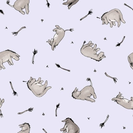 Cotton Print Light Purple Classic Winnie Donkeys Fabric 43/44"