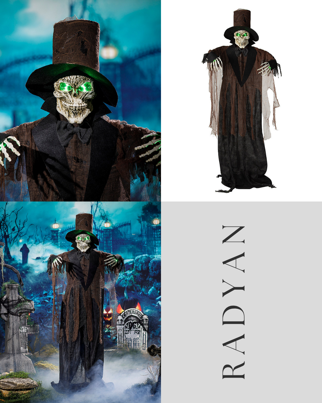 5 Ft. 6" Light-Up Black Skeleton Standing Halloween Decoration