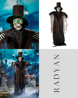 5 Ft. 6" Light-Up Black Skeleton Standing Halloween Decoration