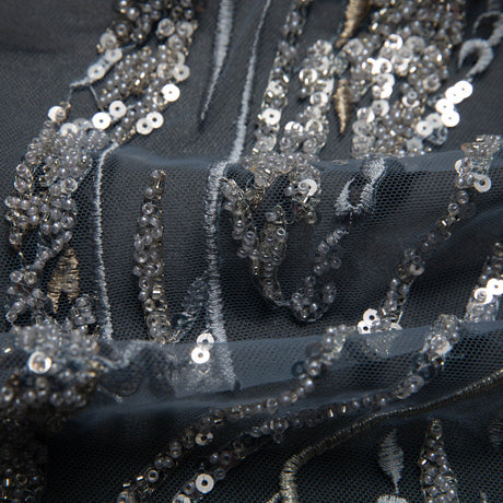 1 Yard P Soft Tulle Lace Fabric Embroidered Sequined Elegant Beautiful Design 52" Wide