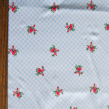 Poly Spandex Swimsuit Fabric Light Blue Gingham Floral Bunches