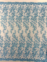 Butterfly Corded Lace Fabric - Butterfly Embroidery, Metallic Sequins, 54" Width (1 Yard)
