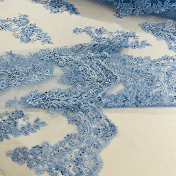 Beaded Lace Fabric Helena Floral 50" Width