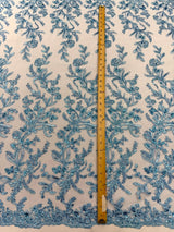 Butterfly Corded Lace Fabric - Butterfly Embroidery, Metallic Sequins, 54" Width (1 Yard)