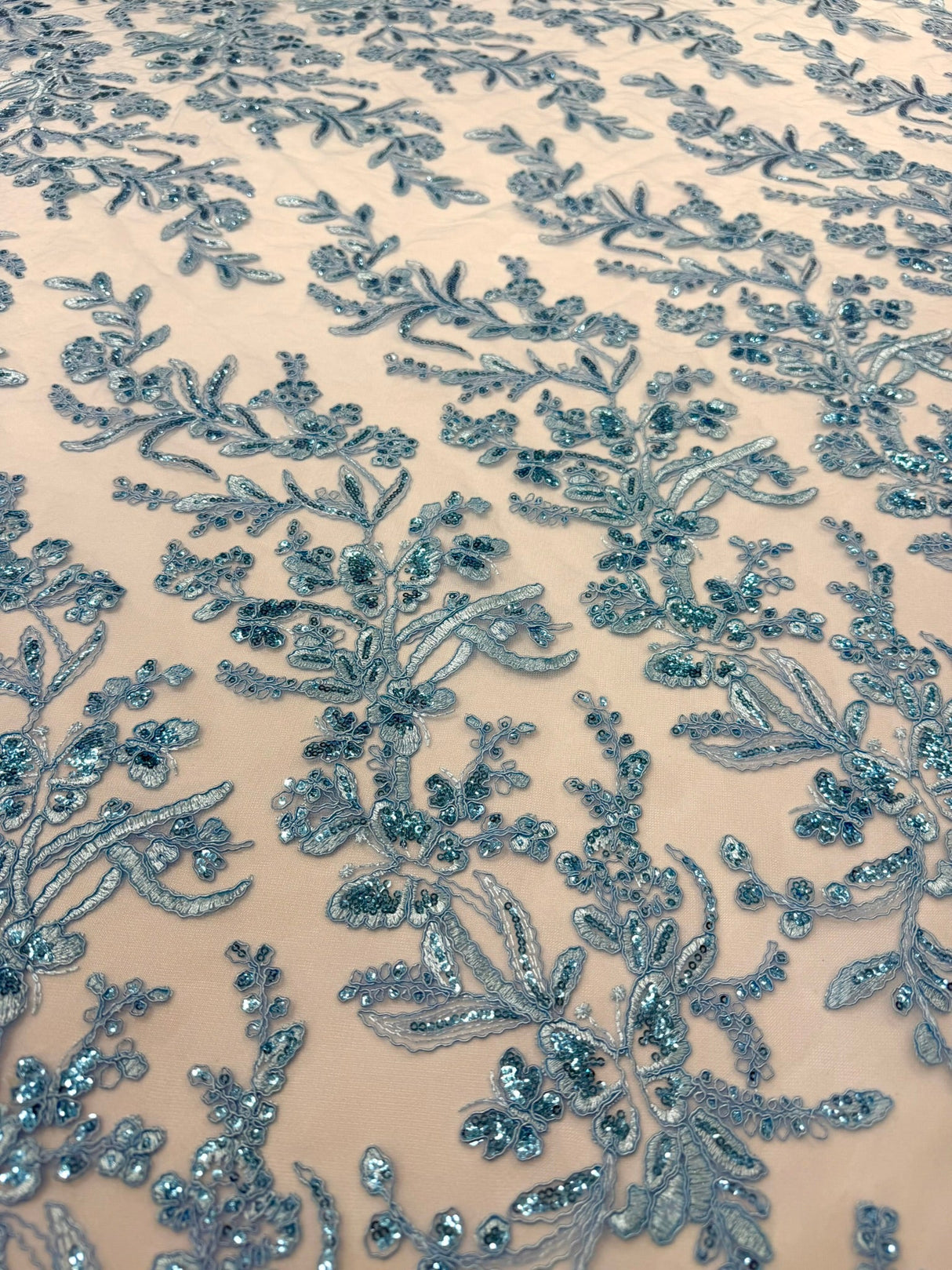 Butterfly Corded Lace Fabric - Butterfly Embroidery, Metallic Sequins, 54" Width (1 Yard)