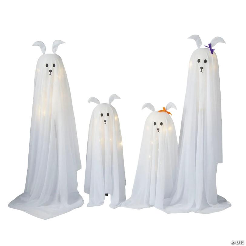 Light-Up Standing Ghostly Dogs Halloween Decoration - Set of 4