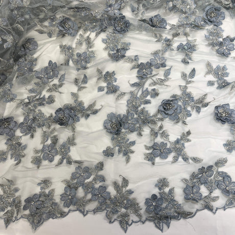 3D Beaded Floral Lace Fabric