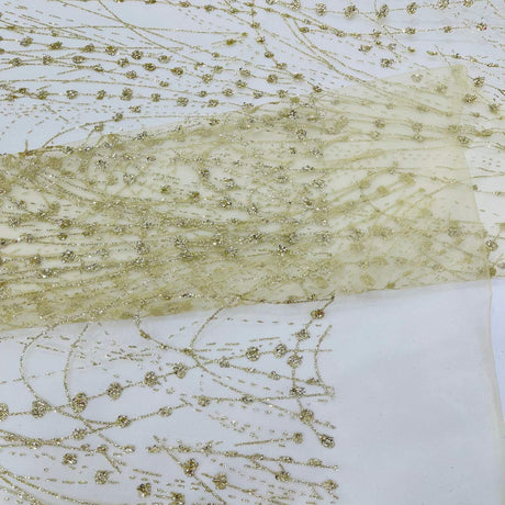 Galaxy Glitter Design Mesh Lace Polyester Fabric - Glitter Galaxy Pattern, 52-54" Width (1 Yard)