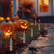 Lighted Flickering Candle Halloween Pathway Marker Lights - 4' Black Wire - 5ct