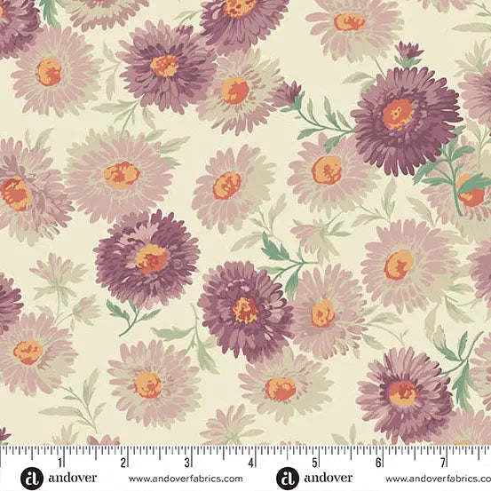 Cotton Wideback Fabric Lilac Chrysanthemum 108's