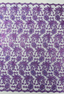 Metallic Floral Lace Design Embroidered Polyester Fabric - Floral Lace, 54" Width (1 Yard)