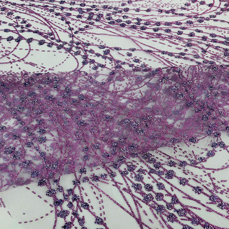 Galaxy Glitter Design Mesh Lace Polyester Fabric - Glitter Galaxy Pattern, 52-54" Width (1 Yard)