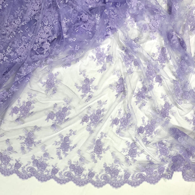 Corded Bridal Lace Fabric on Polyester Net Mesh