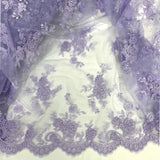 Corded Bridal Lace Fabric on Polyester Net Mesh