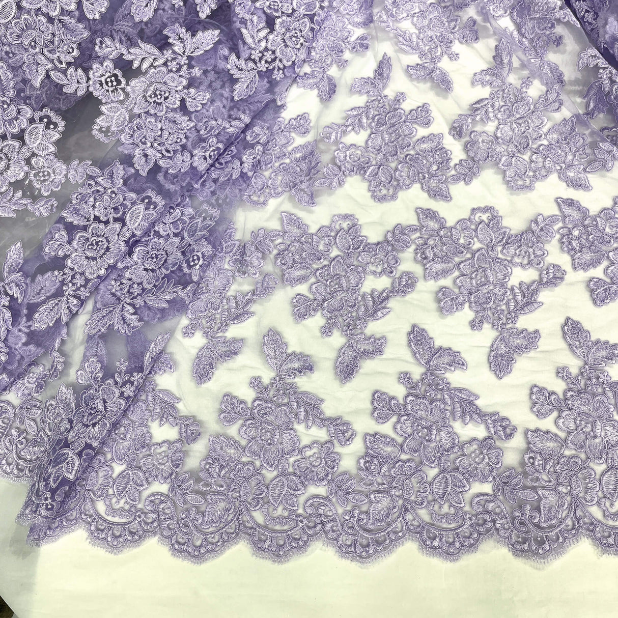 Corded Bridal Lace Embroidered Net Mesh