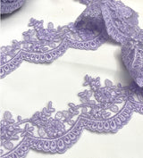 Embroidered Floral Beaded Lace Trim