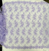 Corded Floral Lace Fabric - Scalloped Edges, 53" Width (1 Yard)