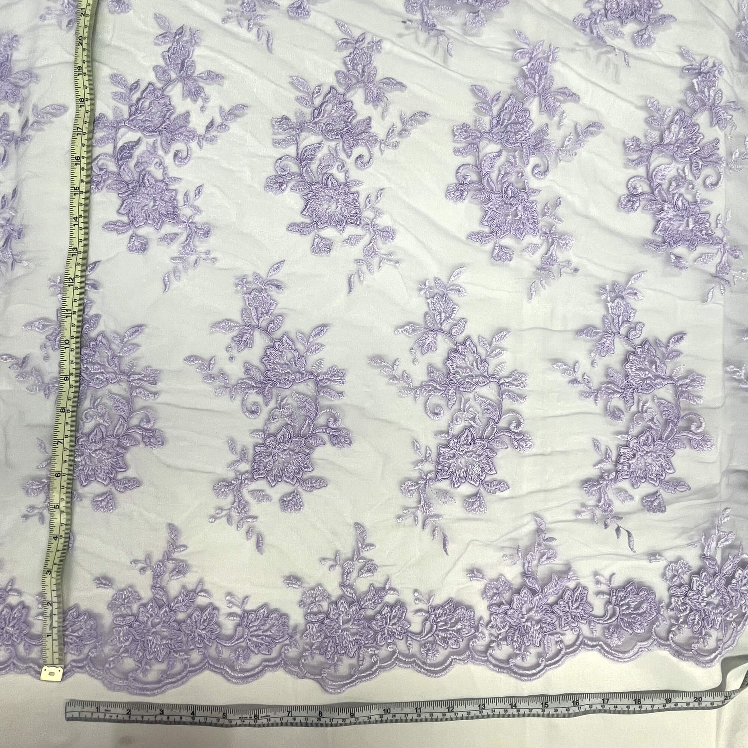 Corded Floral Lace Fabric Ivory