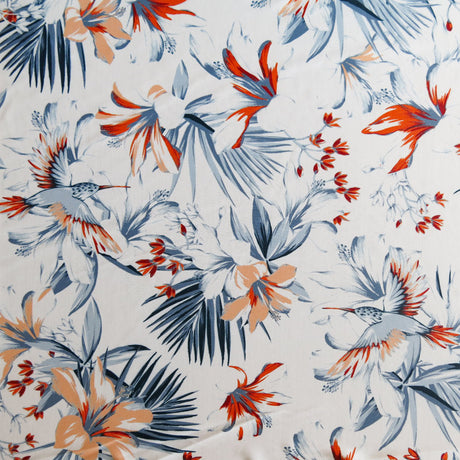Swim Knit Nylon Spandex Lily Birds Floral Print
