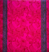 Lily With Tapa Double Border Cotton Light Barkcloth Fabric - Fuchsia, Lime Green, Purple, Red, Turquoise, Double Border Tapa Motif, 36" X 45" (1 Yard)
