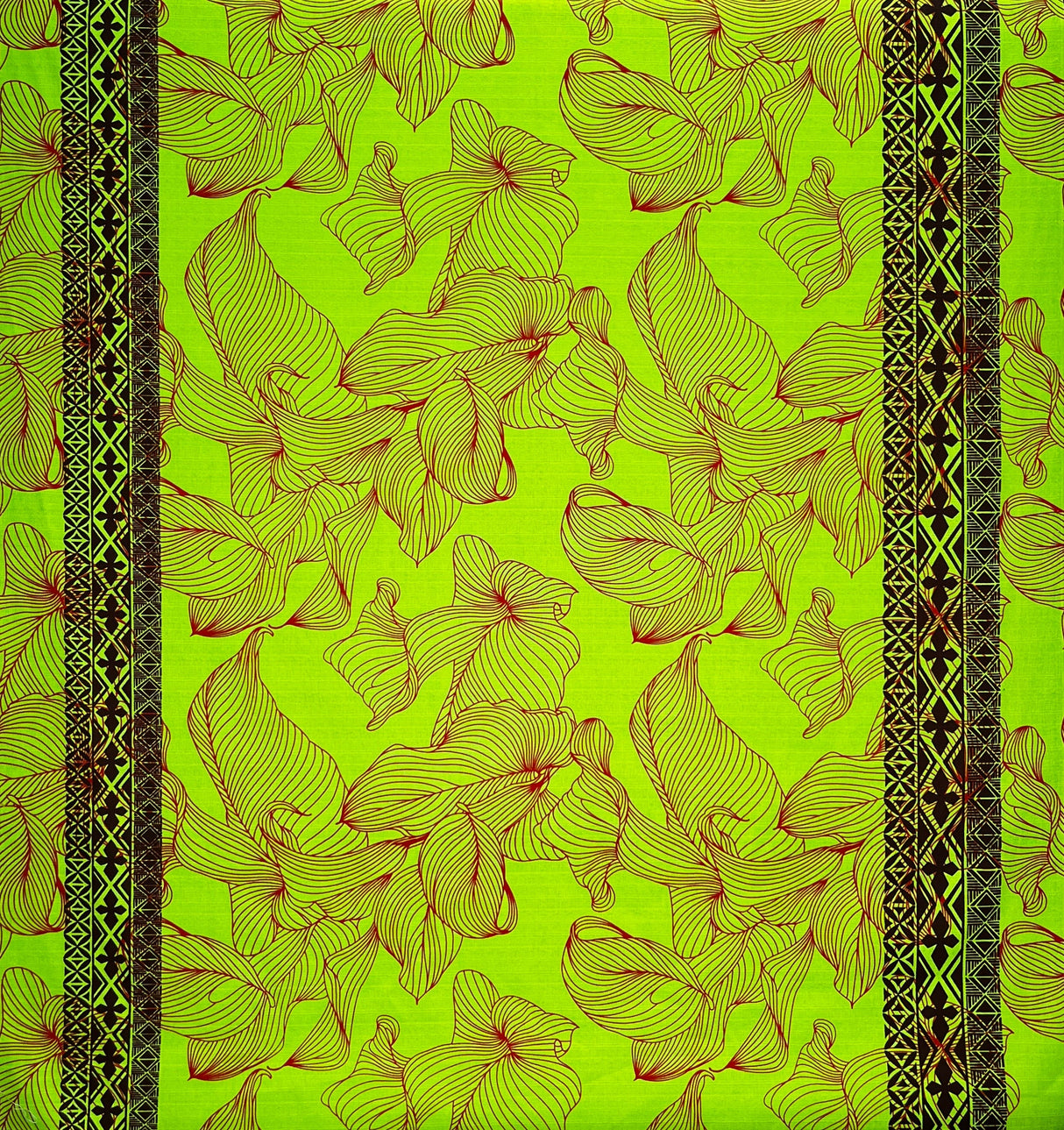 Cotton Barkcloth Lily With Tapa Double Border Fabric